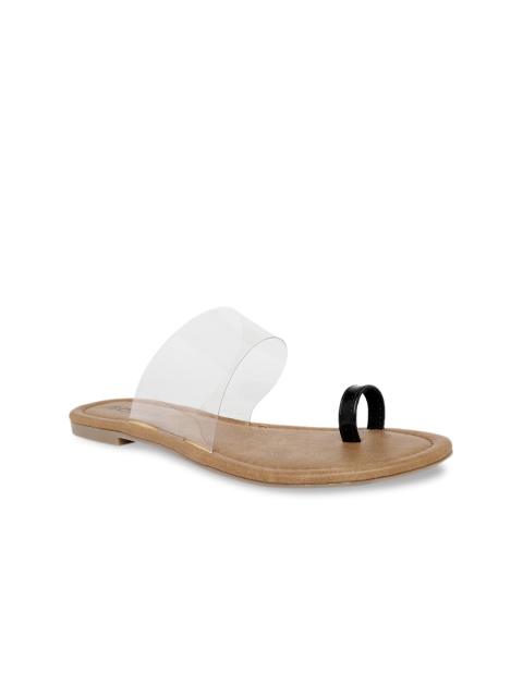 

SOLES Women Black & Transparent Solid One Toe Flats
