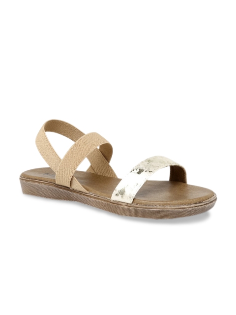 

SOLES Women Beige Solid Open Toe Flats