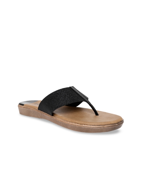 

SOLES Women Black Embellished Open Toe Flats