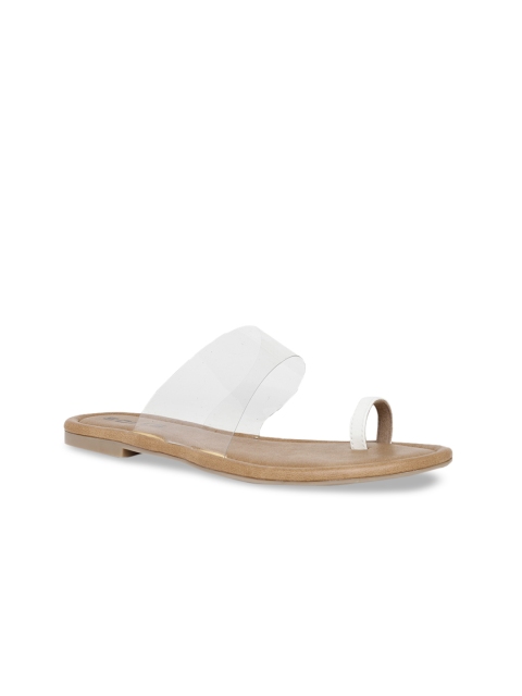 

SOLES Women White Solid One Toe Flats