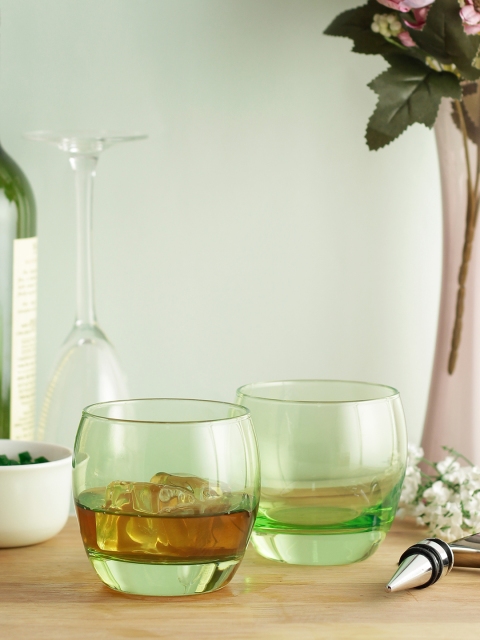 

ARCOROC Set Of 6 Green Solid Whisky Glasses