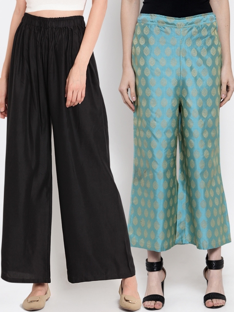 

TAG 7 Women Pack Of 2 Straight Palazzos, Black