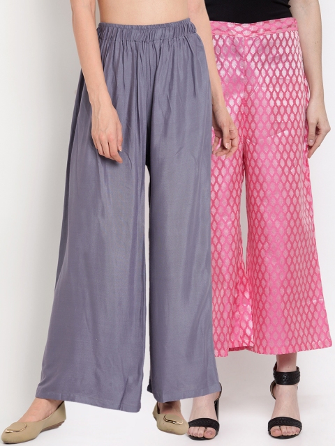 

TAG 7 Women Pack of 2 Flared Palazzos, Grey