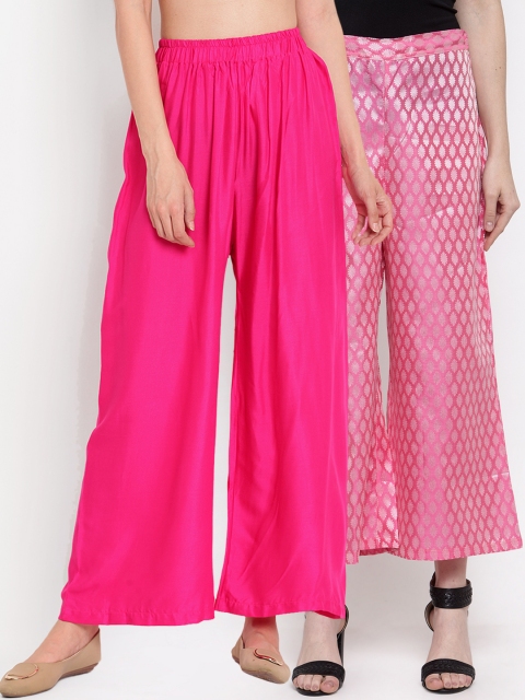 

TAG 7 Women Pack of 2 Flared Palazzos, Fuchsia