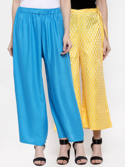 

TAG 7 Women Pack of 2 Flared Palazzos, Blue