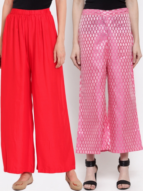 

TAG 7 Women Pack of 2 Flared Palazzos, Red