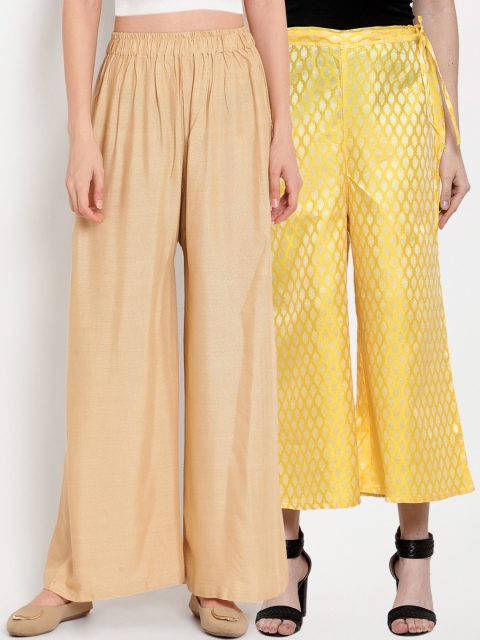

TAG 7 Women Pack Of 2 Straight Palazzos, Beige
