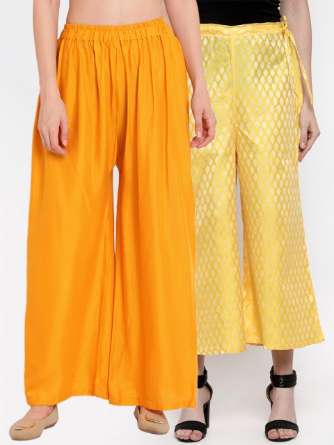 

TAG 7 Women Pack Of 2 Straight Palazzos, Mustard