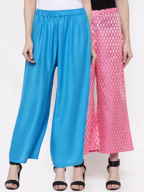

TAG 7 Women Pack of 2 Flared Palazzos, Blue