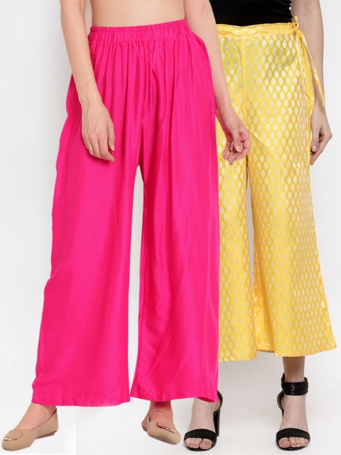 

TAG 7 Women Pack Of 2 Flared Palazzos, Fuchsia