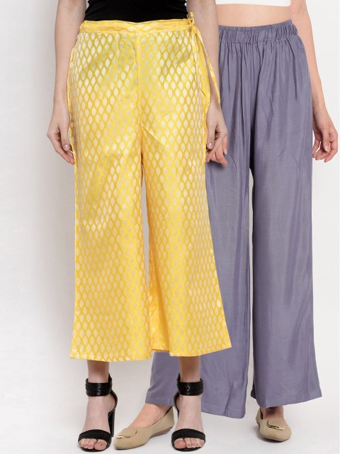 

TAG 7 Women Set Of 2 Wide Leg Palazzos, Grey