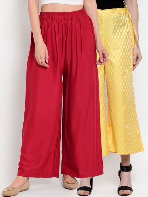 

TAG 7 Women Pack of 2 Straight Fit Palazzos, Red