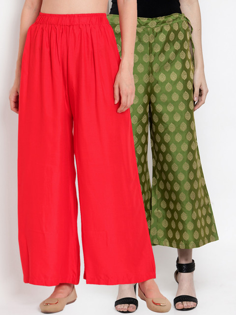 

TAG 7 Women Pack Of 2 Straight Palazzos, Red