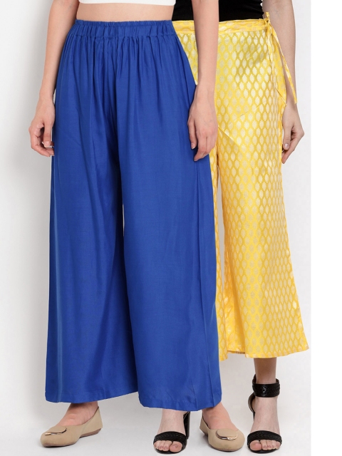 

TAG 7 Women Pack of 2 Flared Palazzos, Blue