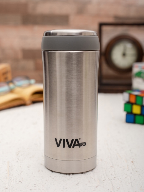 

VIVA h2o Unisex Silver-Toned Solid Double Wall Stainless Steel Vaccum Insulated Water Bottle