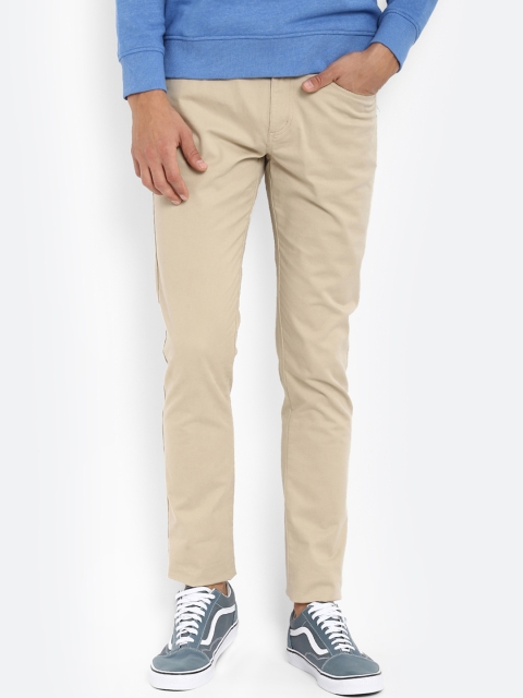 

Red Tape Men Beige Slim Fit Solid Chinos