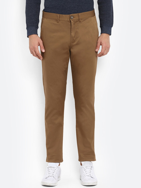 

Red Tape Men Brown Skinny Fit Solid Regular Trousers