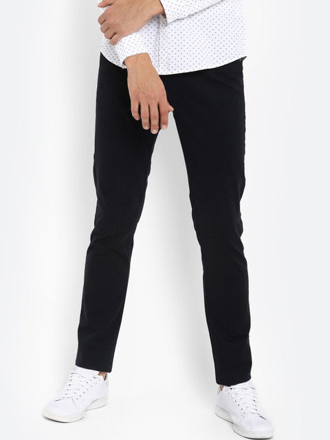 

Red Tape Men Navy Blue Slim Fit Solid Regular Trousers
