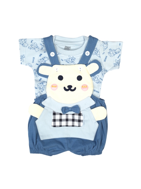 

MeeMee Kids Blue & Off-White Dungaree Set