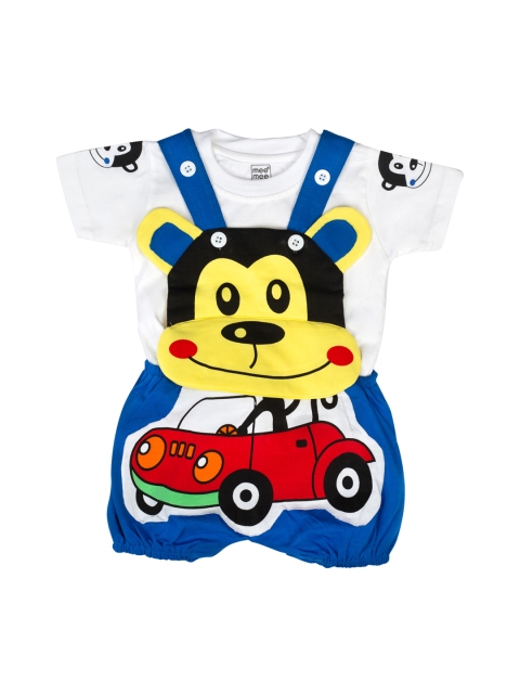 

MeeMee Unisex Kids Blue & White Printed T-shirt with Shorts
