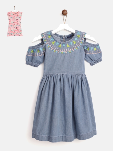 

YK Girls Set Of 2 Dresses, Blue