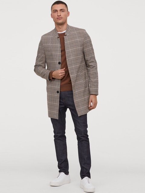 

H&M Mens Beige Checkered Pattern Coat