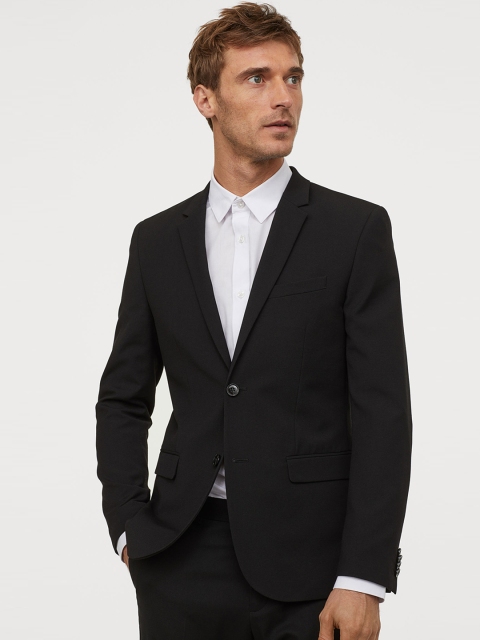

H&M Men Black Solid Jacket Skinny Fit