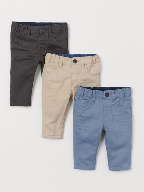 

H&M Kids 3-Pack Twill Trousers, Blue