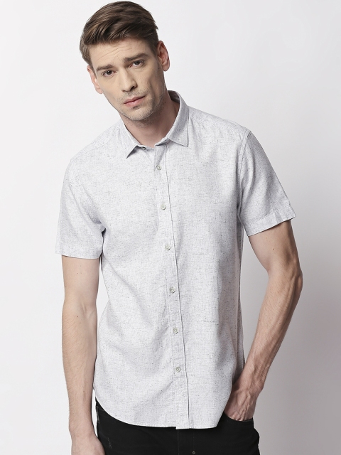 

RARE RABBIT Men Grey Tailored Fit Solid Casual Shirt