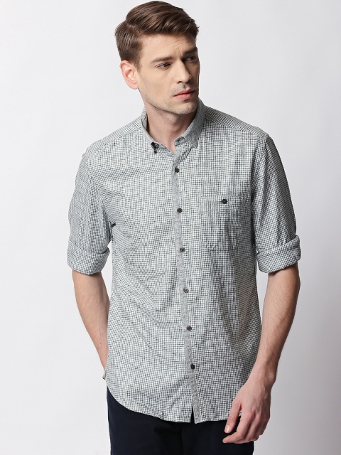 

RARE RABBIT Men Green & White Tailored Fit Checked Casual Shirt