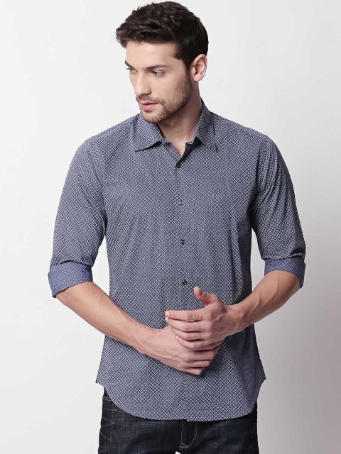 

RARE RABBIT Men Blue Tailored Fit Printed Casual Shirt