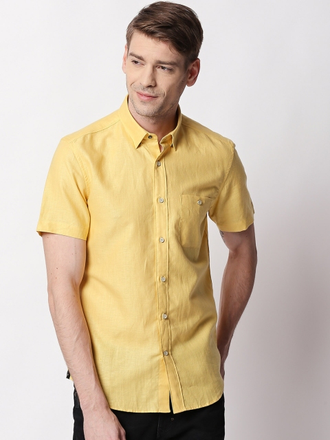 

RARE RABBIT Men Yellow Tailored Fit Solid Casual Shirt