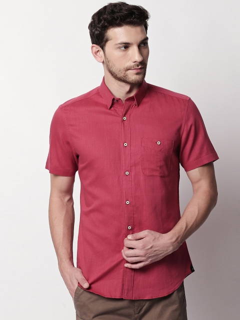 

RARE RABBIT Men Red Tailored Fit Solid Casual Shirt