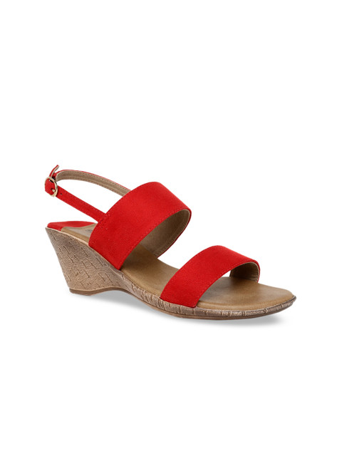 

SOLES Women Red Solid Sandals