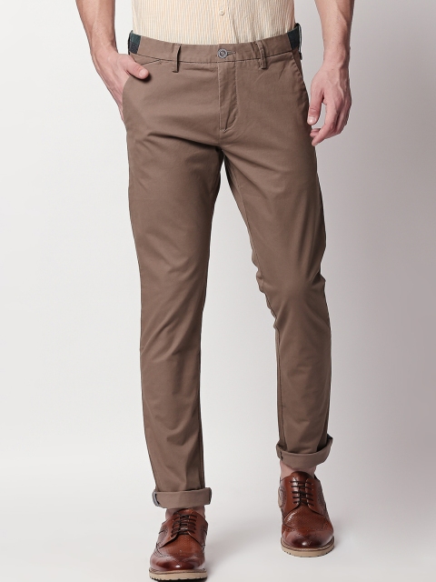 

RARE RABBIT Men Brown Regular Fit Solid Regular Trousers