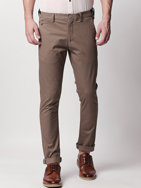 

RARE RABBIT Men Brown Regular Fit Solid Regular Trousers