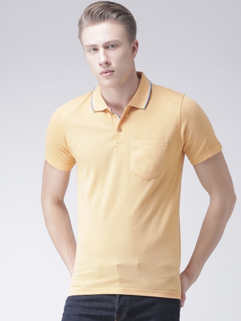 

COBB Men Yellow Solid Polo Collar T-shirt