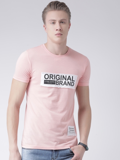 

COBB Men Pink Brand Logo Print Round Neck T-shirt