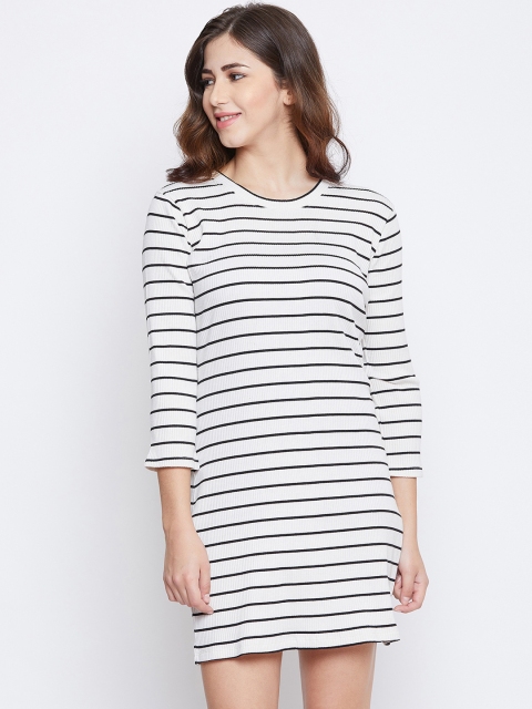 

Austin wood Women White & Black Striped T-shirt Dress
