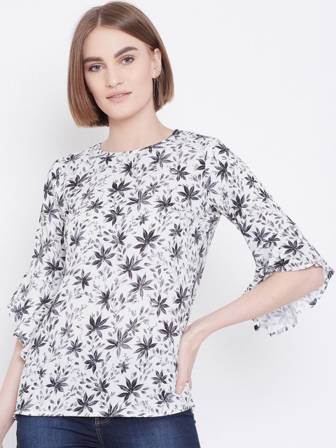 

METTLE Women White & Black Floral Print Top