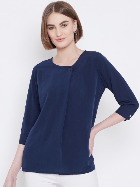 

METTLE Women Navy Blue Solid Top