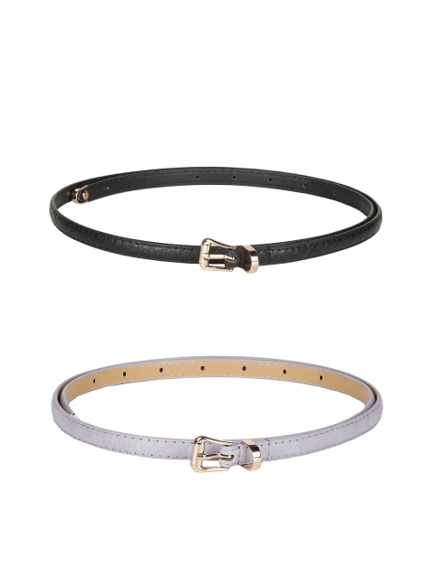 

CRUSSET Women Pack Of 2 Textured Belts, Black
