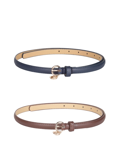 

CRUSSET Women Set of 2 Solid Belt, Brown