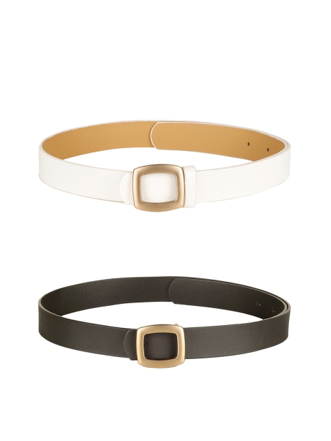

CRUSSET Women Black & White Reversible Solid Belt