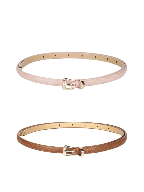 

CRUSSET Women Pack of 2 Textured Belt, Brown
