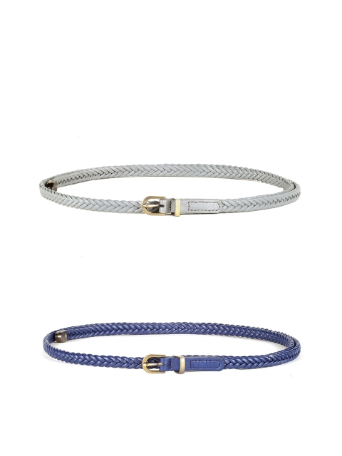 

CRUSSET Women Set of 2 Textured Belts, Blue