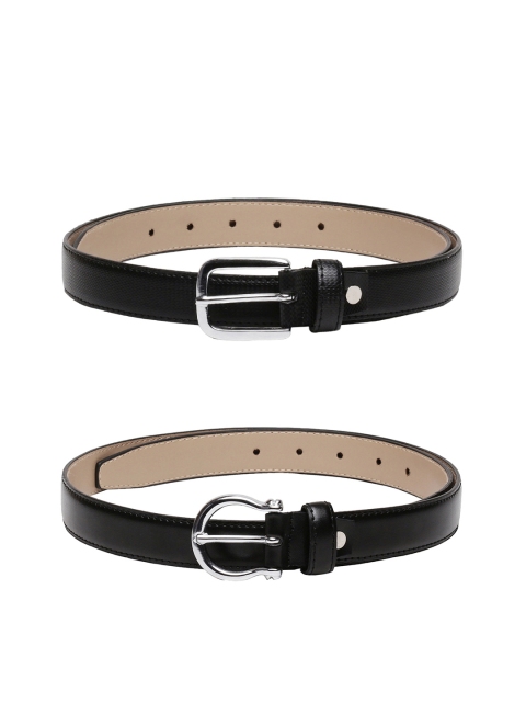 

CRUSSET Women Black Pack Of 2 Solid Belts