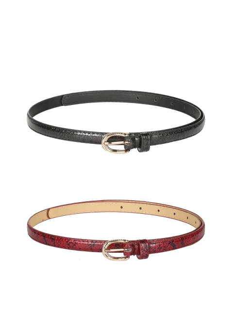 

CRUSSET Women Set Of 2 Solid Belts, Black