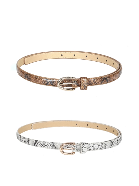 

CRUSSET Women Set of 2 Khaki & White Textured Belts