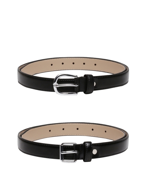 

CRUSSET Women Black Set of 2 Black Solid Belt